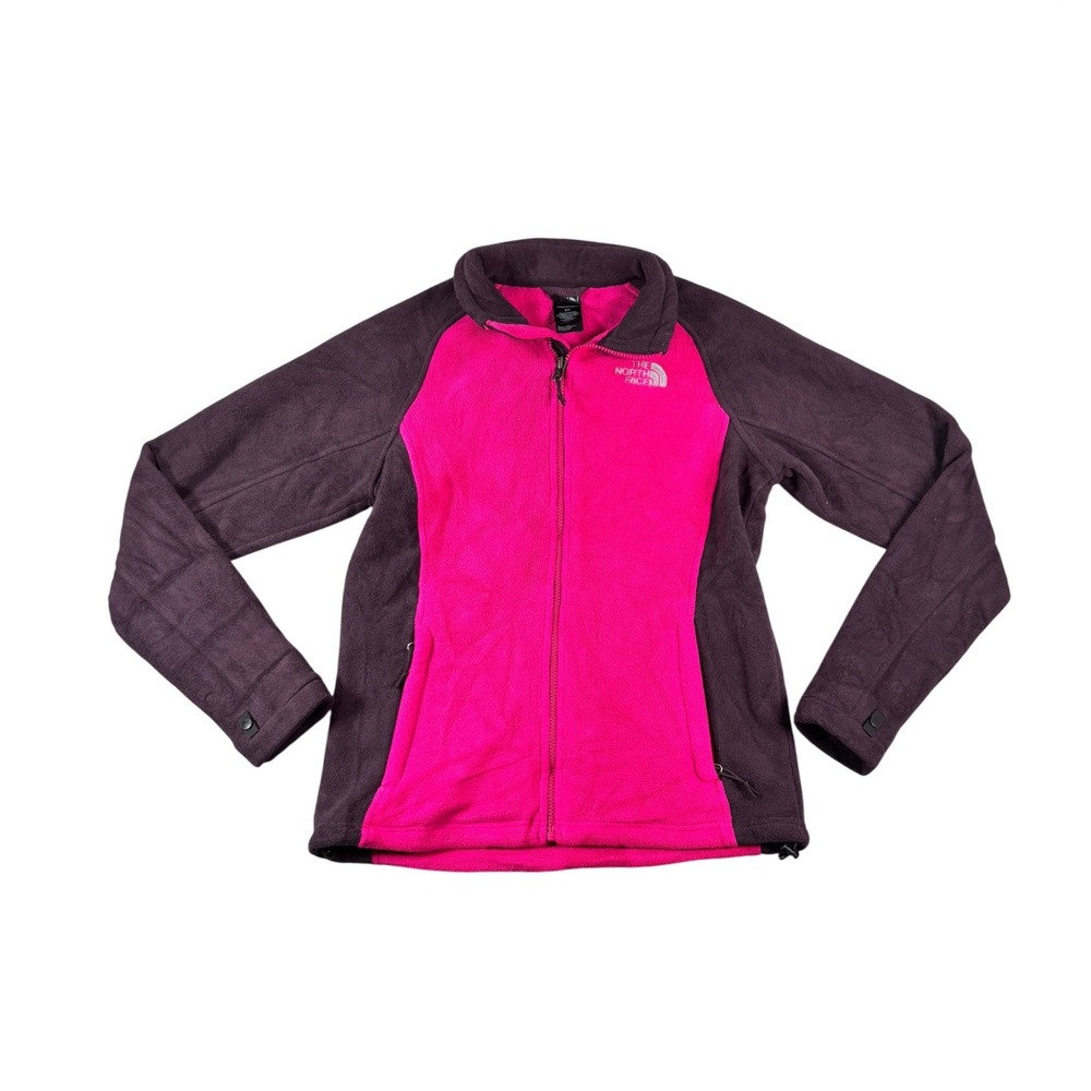 The North Face Womens Pink Purple Fleece Full Zip Jacket Size S Mock Neck Raglan